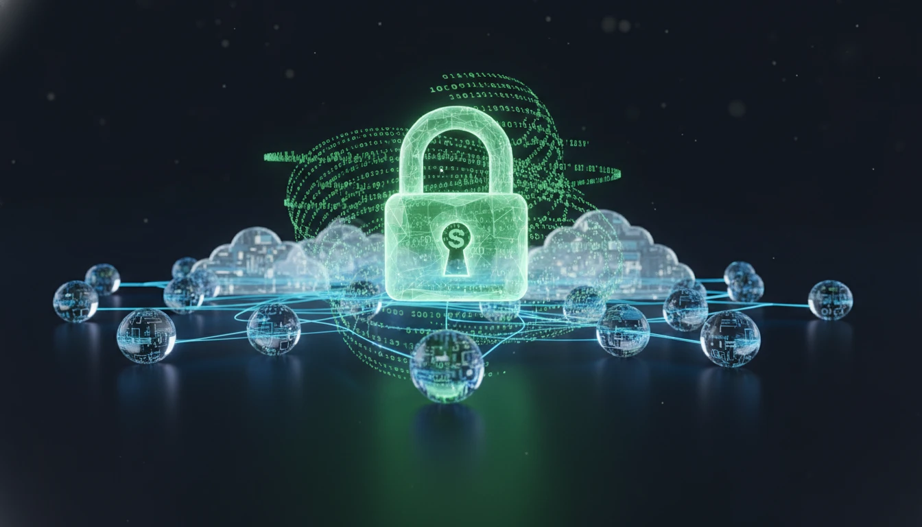 Digital Cloud Security Lock protecting business data