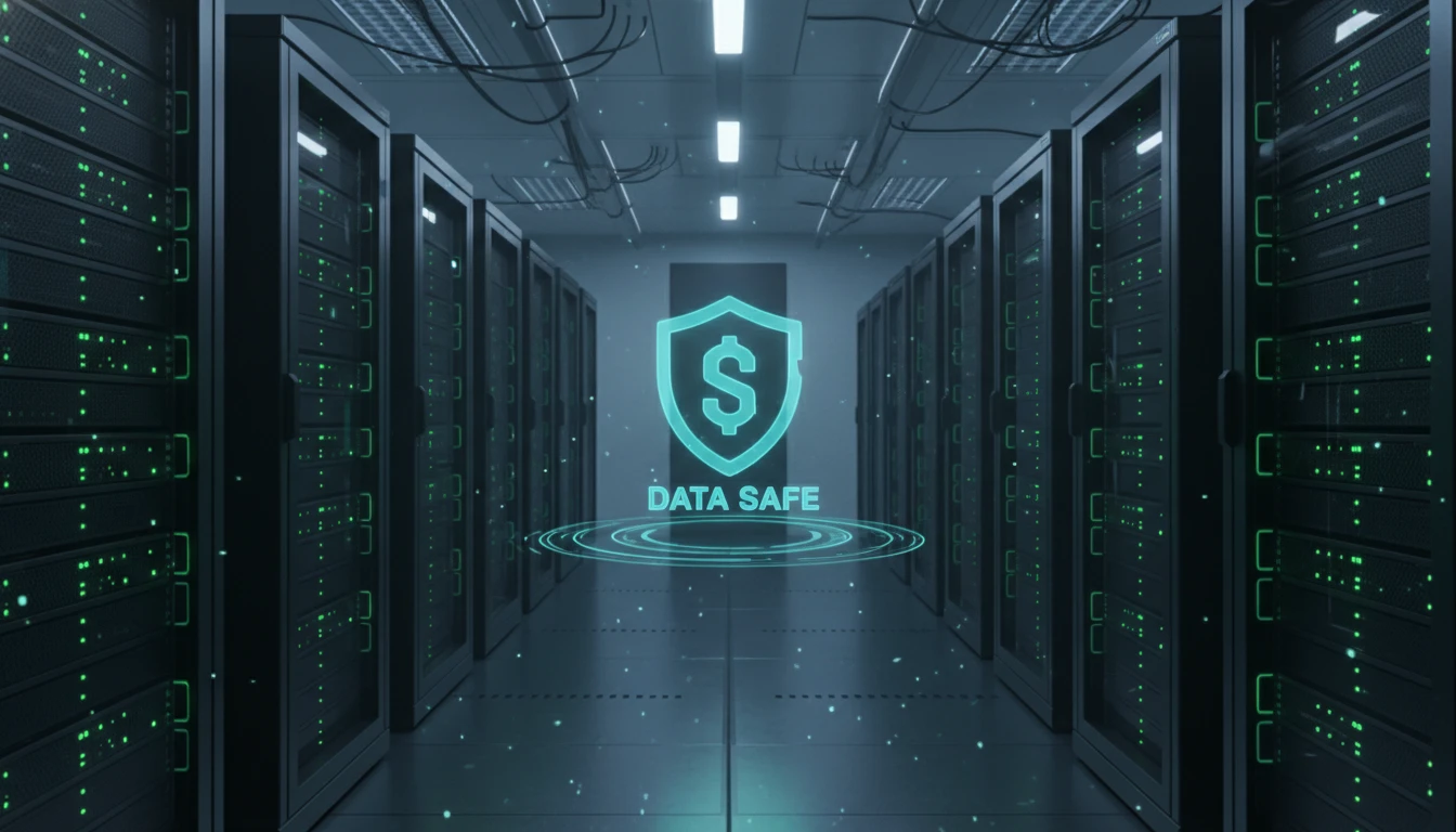 Secure Data Backup Servers with green indicators